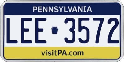 PA license plate LEE3572