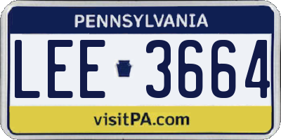 PA license plate LEE3664