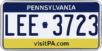 PA license plate LEE3723