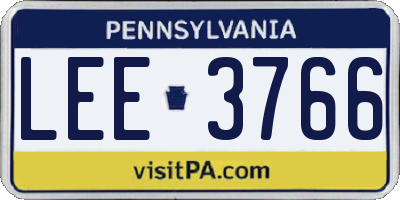 PA license plate LEE3766