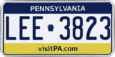 PA license plate LEE3823