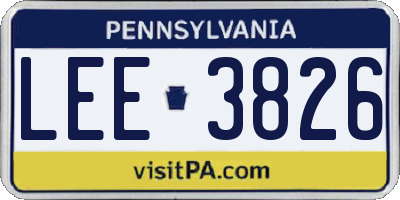 PA license plate LEE3826