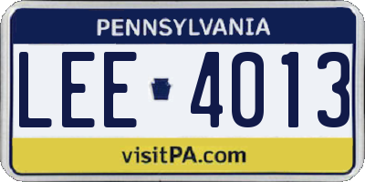 PA license plate LEE4013