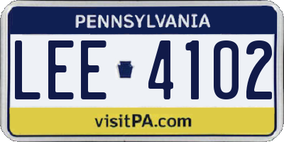 PA license plate LEE4102