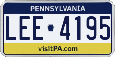 PA license plate LEE4195