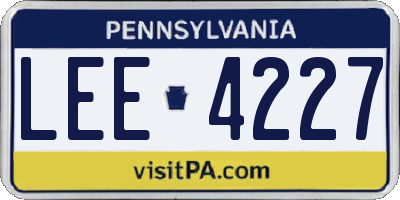 PA license plate LEE4227