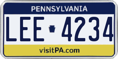 PA license plate LEE4234
