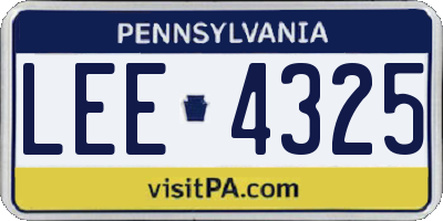 PA license plate LEE4325