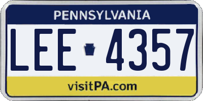 PA license plate LEE4357