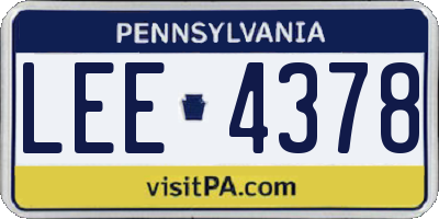 PA license plate LEE4378