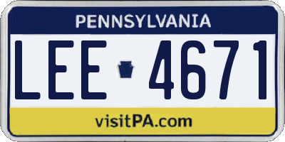 PA license plate LEE4671