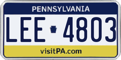 PA license plate LEE4803