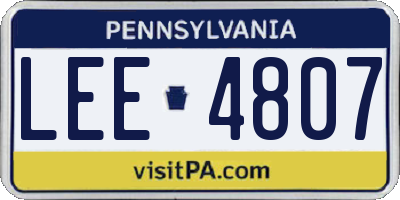 PA license plate LEE4807