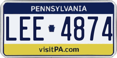 PA license plate LEE4874