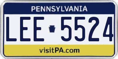 PA license plate LEE5524