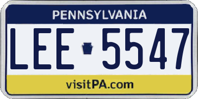 PA license plate LEE5547