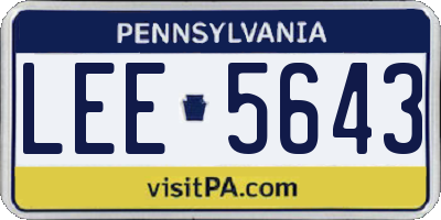 PA license plate LEE5643