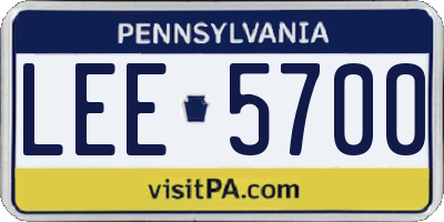 PA license plate LEE5700