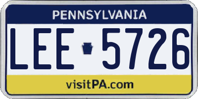PA license plate LEE5726
