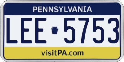PA license plate LEE5753