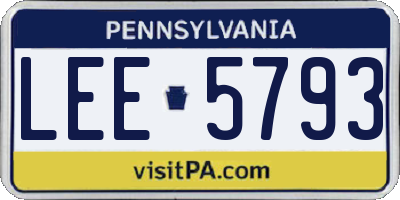 PA license plate LEE5793