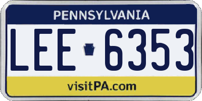PA license plate LEE6353