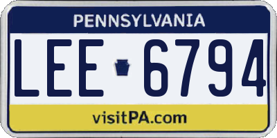 PA license plate LEE6794