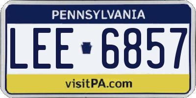 PA license plate LEE6857