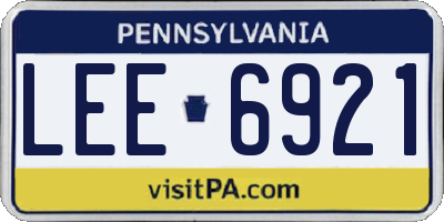 PA license plate LEE6921