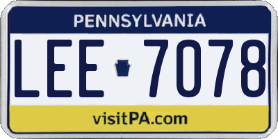 PA license plate LEE7078