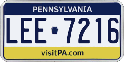 PA license plate LEE7216