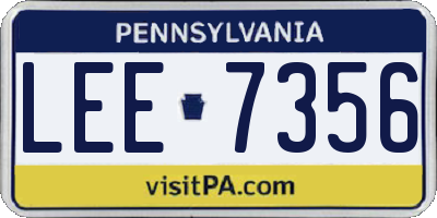 PA license plate LEE7356