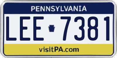 PA license plate LEE7381
