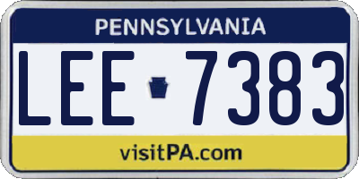 PA license plate LEE7383