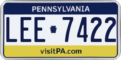 PA license plate LEE7422