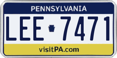 PA license plate LEE7471