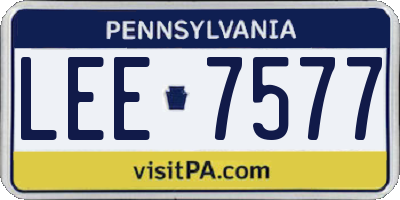 PA license plate LEE7577
