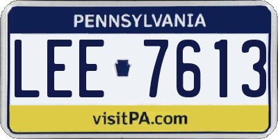 PA license plate LEE7613