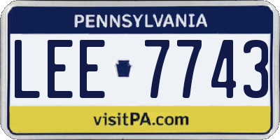 PA license plate LEE7743