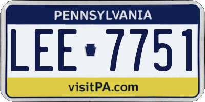 PA license plate LEE7751