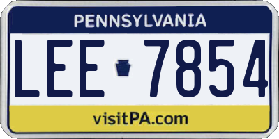 PA license plate LEE7854