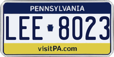 PA license plate LEE8023