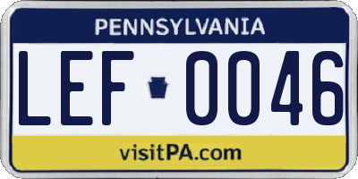 PA license plate LEF0046