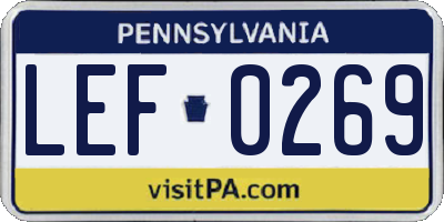 PA license plate LEF0269