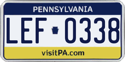 PA license plate LEF0338