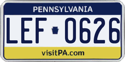 PA license plate LEF0626