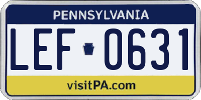 PA license plate LEF0631