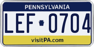 PA license plate LEF0704