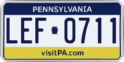 PA license plate LEF0711