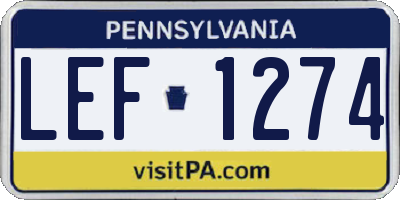 PA license plate LEF1274